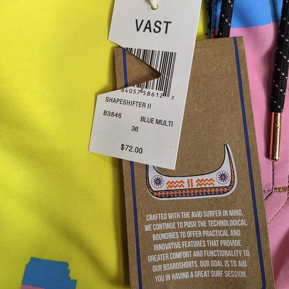 VAST Copper Series Board Shorts Men's Size 36 Color Block Surf Swim Trunks NWT